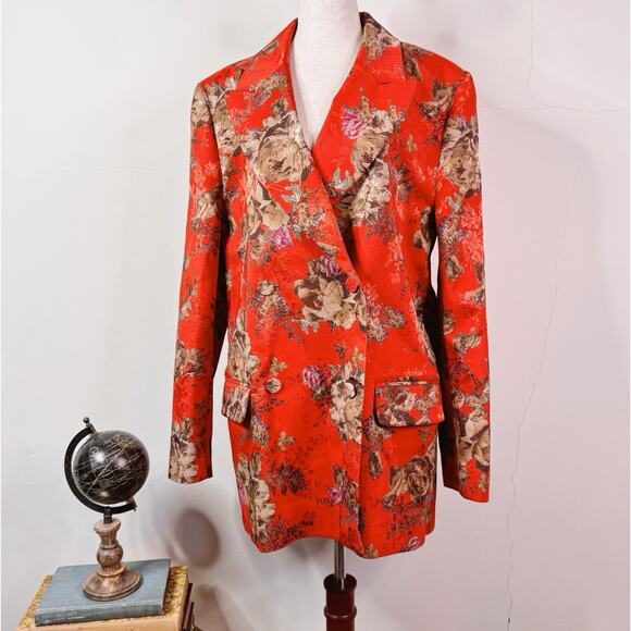Preen by Thornton Bregazzi Floral Jacquard Blazer Red Bouquet M Avant Garde NWT - Picture 1 of 11